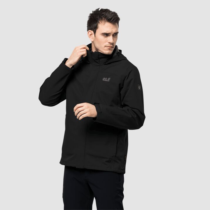 Chamarra Jack Wolfskin Pouring Rain 3in1 Hombre Negros Mexico-7315162